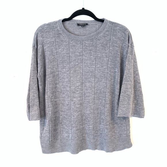 Lafayette 148 S Silk Linen Gray Windowpane Sweater - Picture 1 of 6